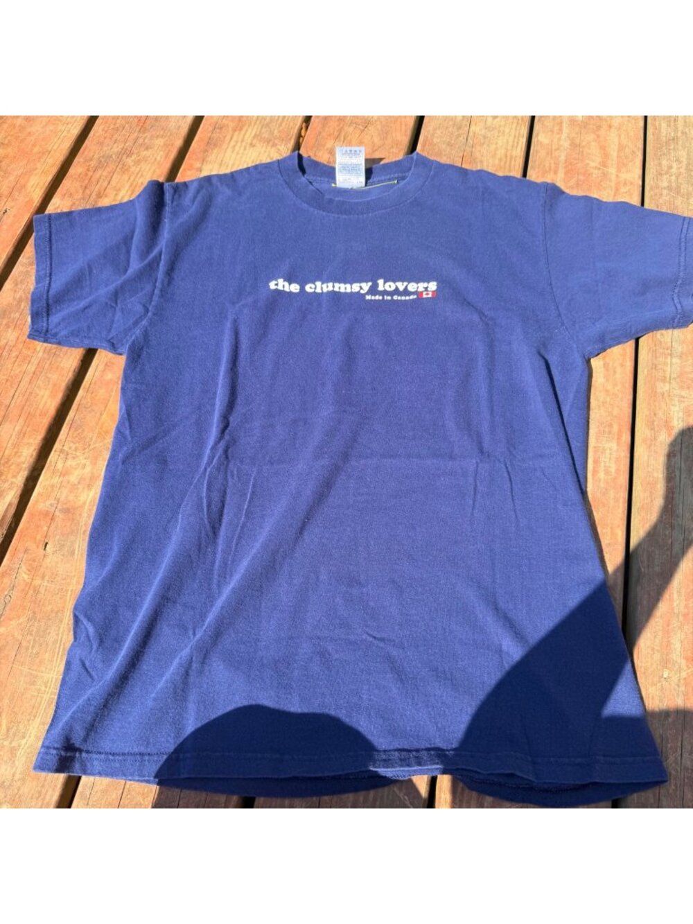 The Clumsy Lovers T-Shirt Navy Fruit Of The Loom Heavy Cotton Size L Made In Can